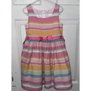 Bonnie Jean Girl's Size 5 Multicolored Pastel Stripe Sleeveless Dress Easter